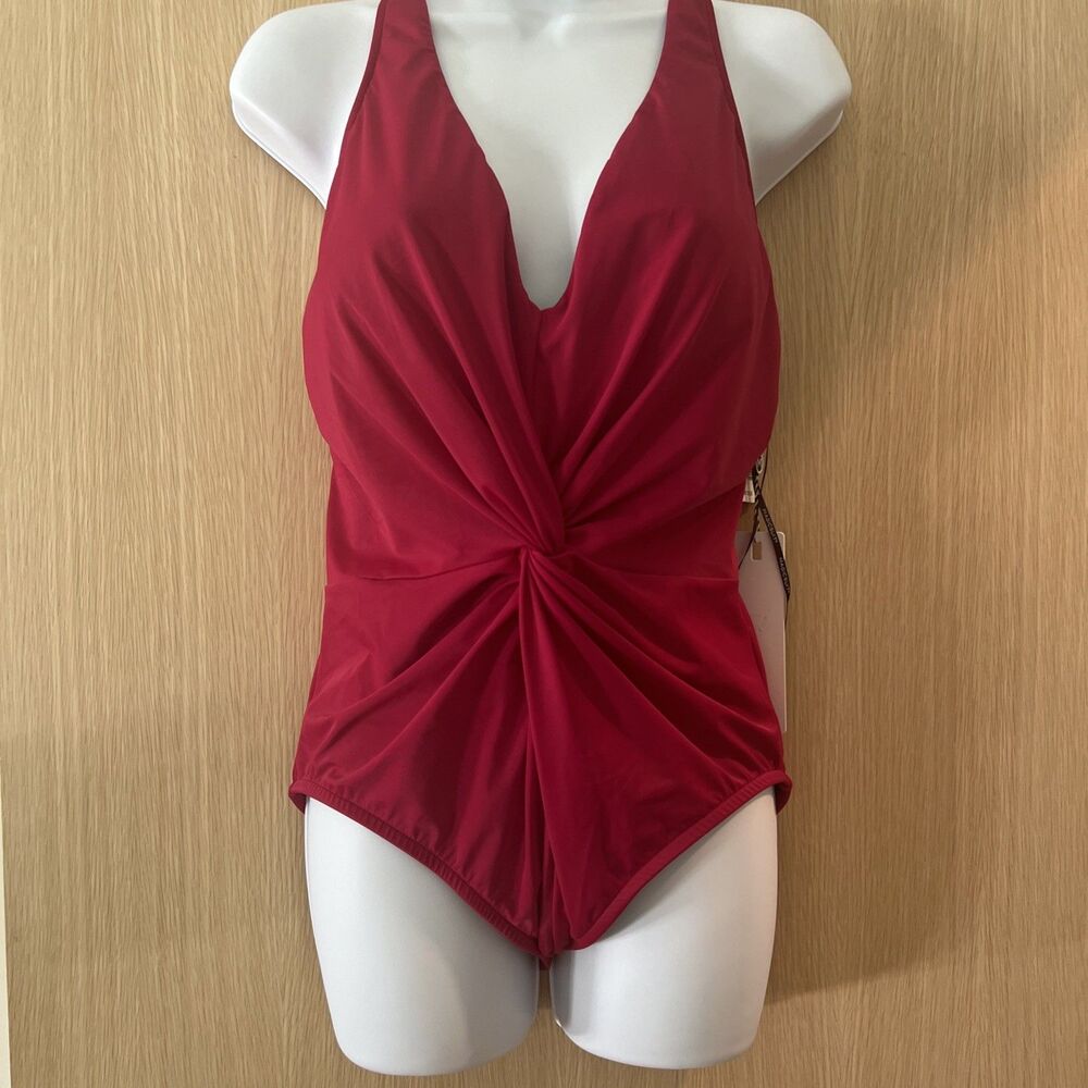 $158 NWT Magicsuit Vamp Red One Piece Swimsuit Size 12 Women's Appear Slimmer!